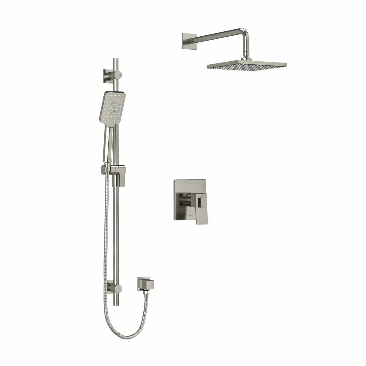Riobel Zendo KIT#323 shower trim kit with square rain head, handshower on slide bar and valve trim