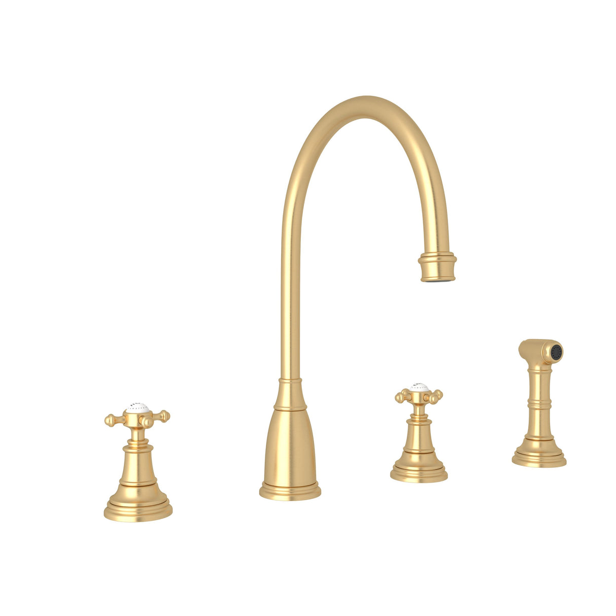 Georgian Era Two Handle Kitchen Faucet With Side Spray