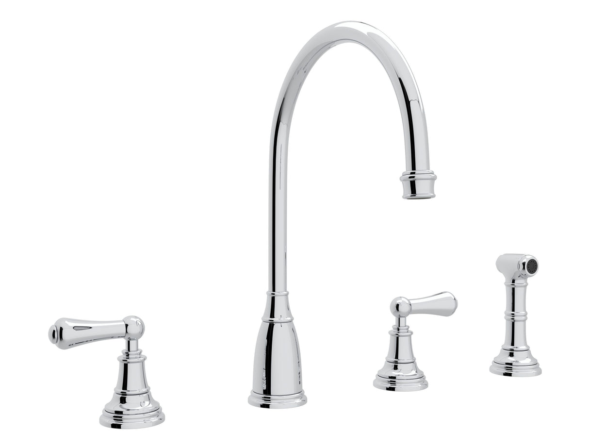 Georgian Era Two Handle Kitchen Faucet With Side Spray