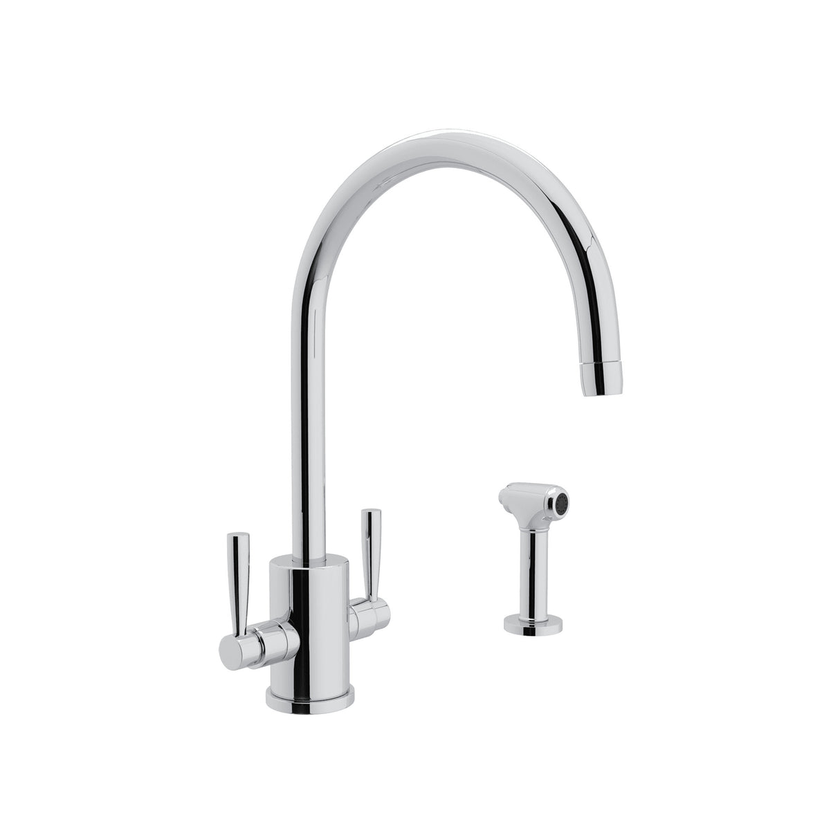 Holborn Two Handle Kitchen Faucet With C-Spout and Side Spray