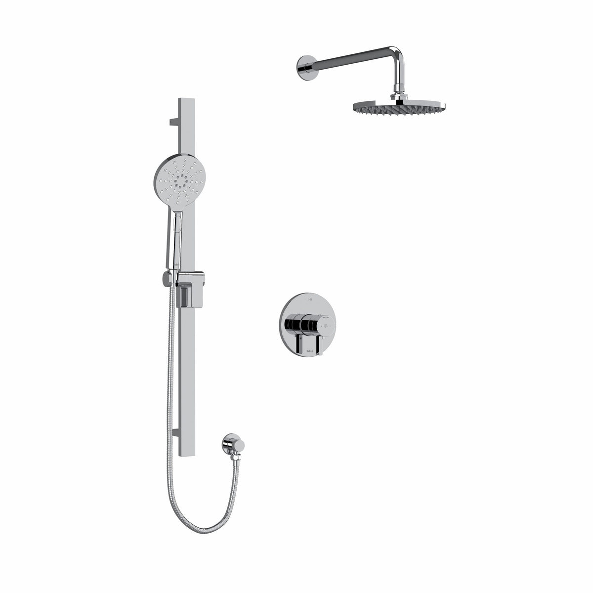Riobel Paradox KIT#323 shower trim kit in Chrome, complete shower system components laid out