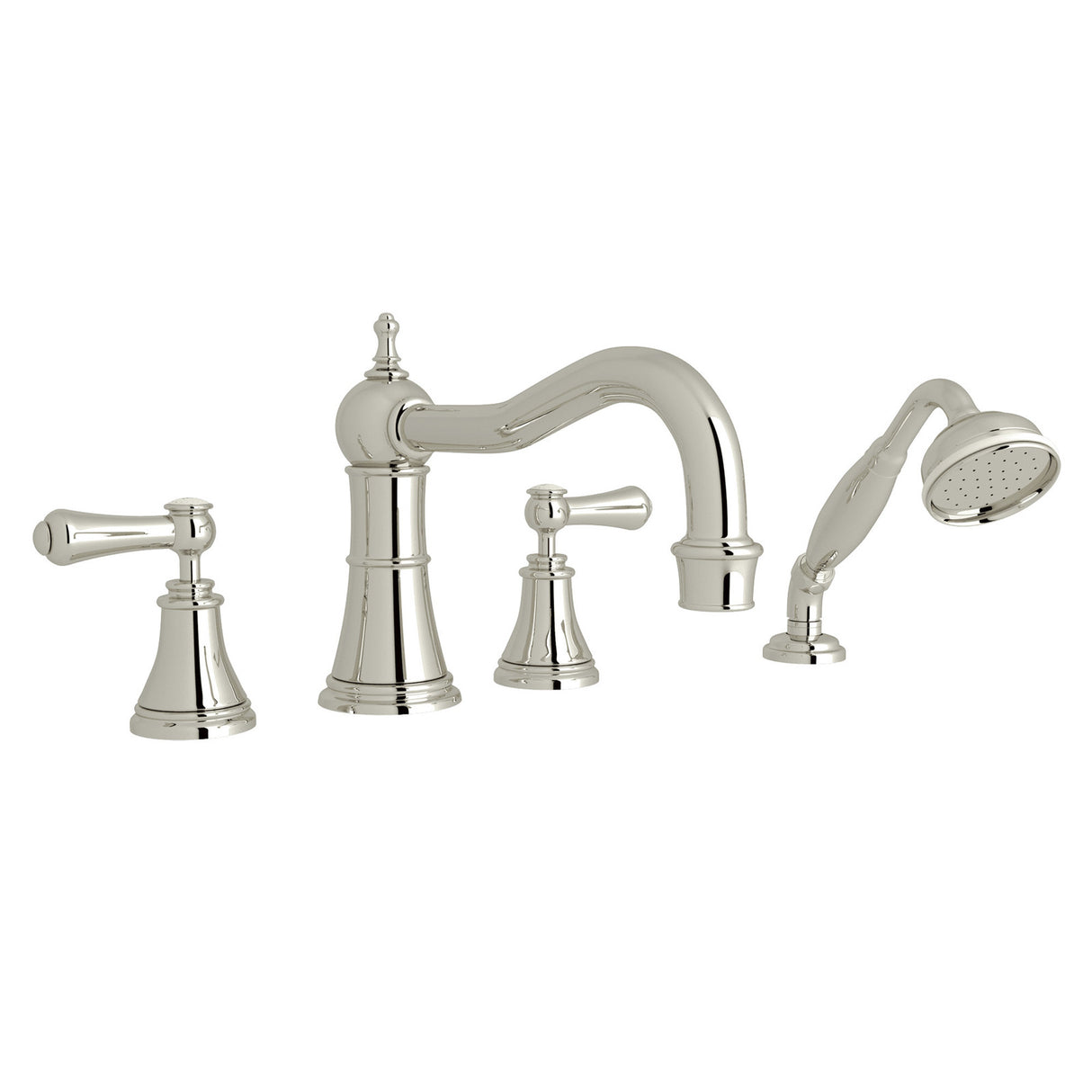 Georgian Era 4-Hole Deck Mount Tub Filler With Column Spout