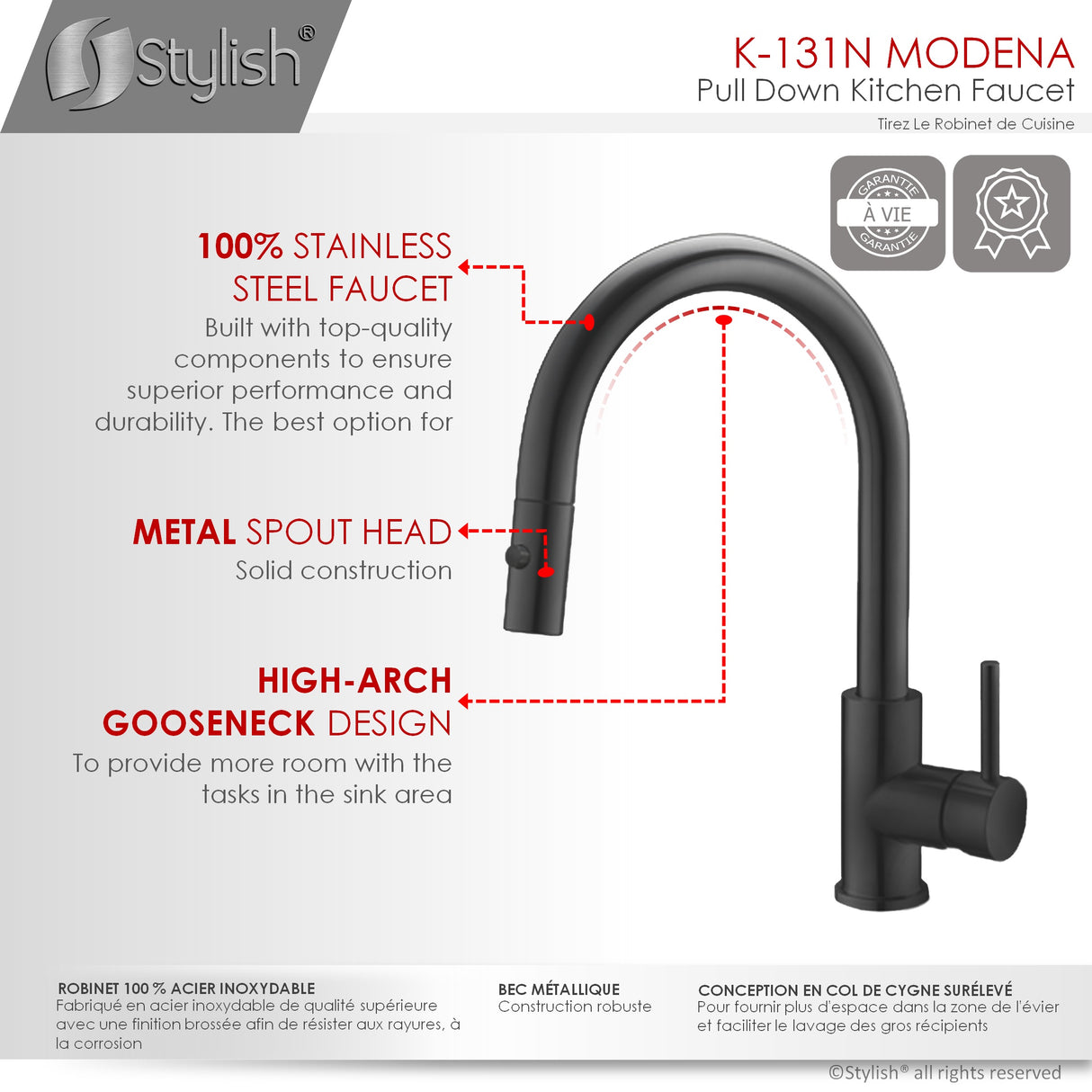 Single Handle Pull Down Kitchen Faucet