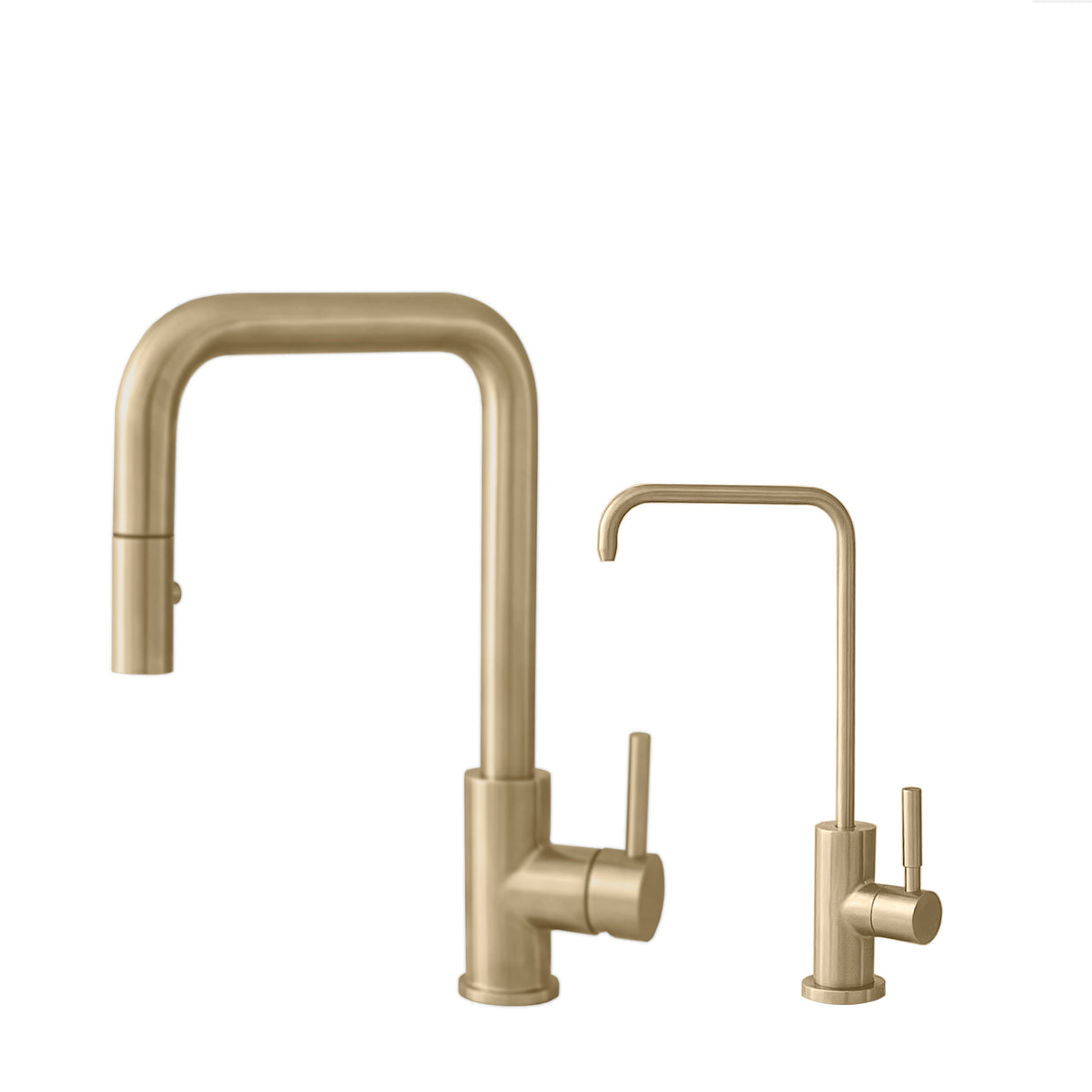 Rivo Single Handle Brushed Gold Pull Down Kitchen Faucet with Water Tap
