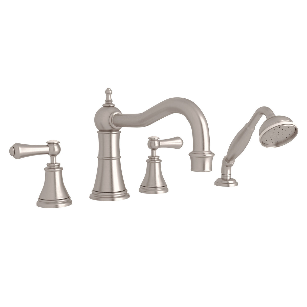 Georgian Era 4-Hole Deck Mount Tub Filler With Column Spout