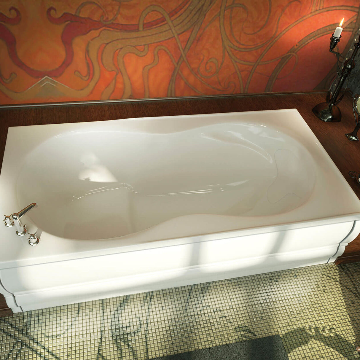 Melodie 66 x 33 Acrylic Alcove Center Drain Bathtub in White