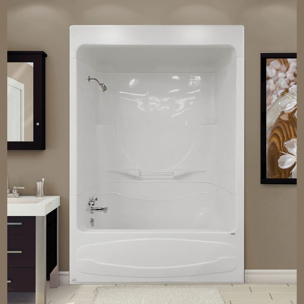 Figaro I 59 x 33 Acrylic Alcove Left-Hand Drain Three-Piece Tub Shower in White