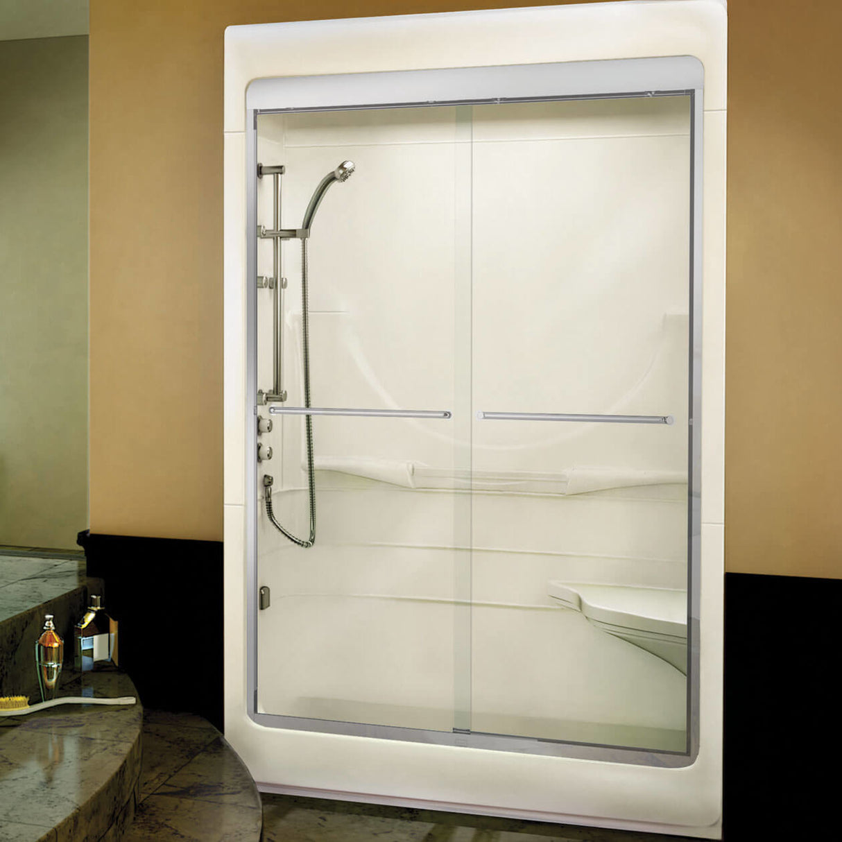 Allegro I 59 x 32 Acrylic Alcove Right-Hand Drain One-Piece Shower in White