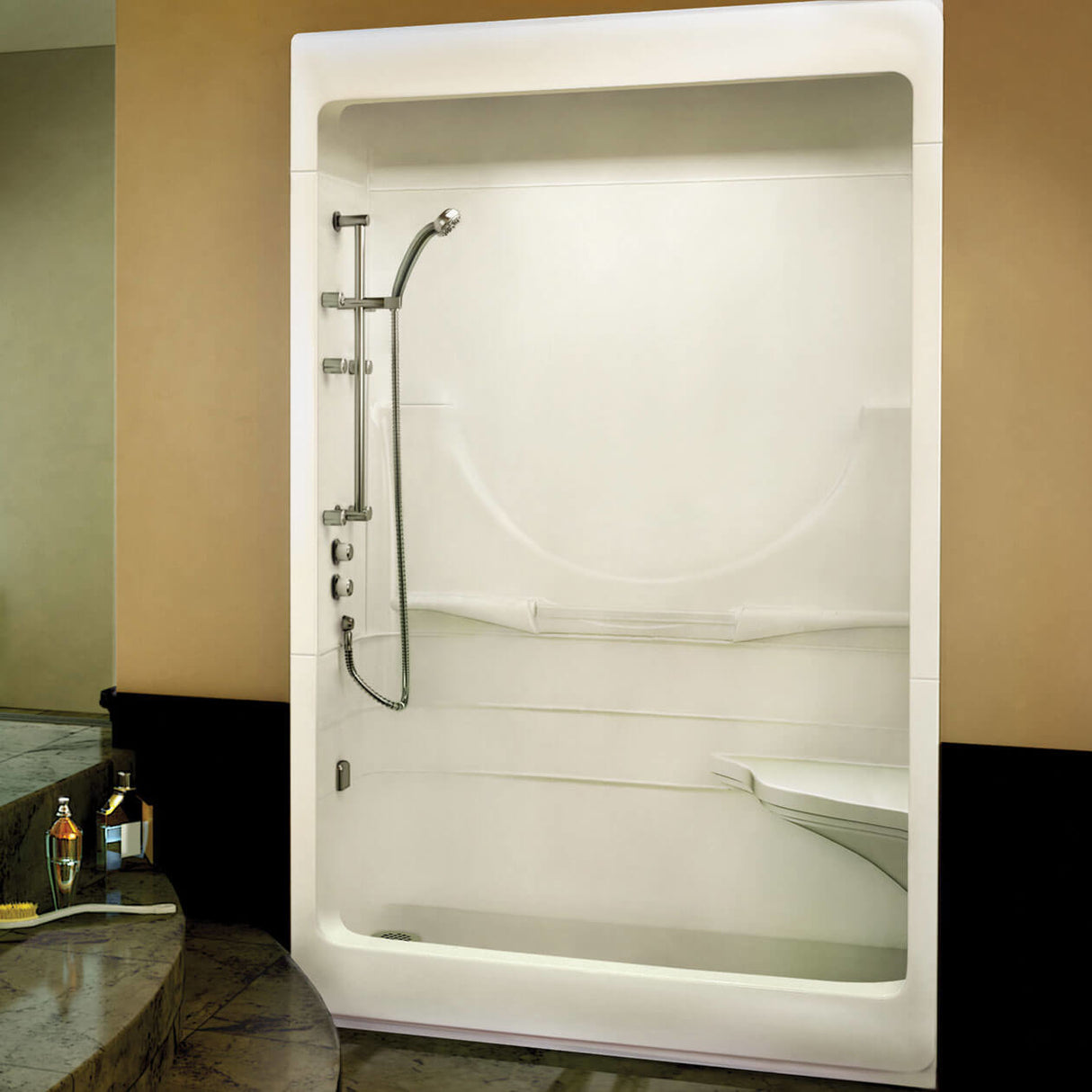 Allegro I 59 x 32 Acrylic Alcove Right-Hand Drain One-Piece Shower in White