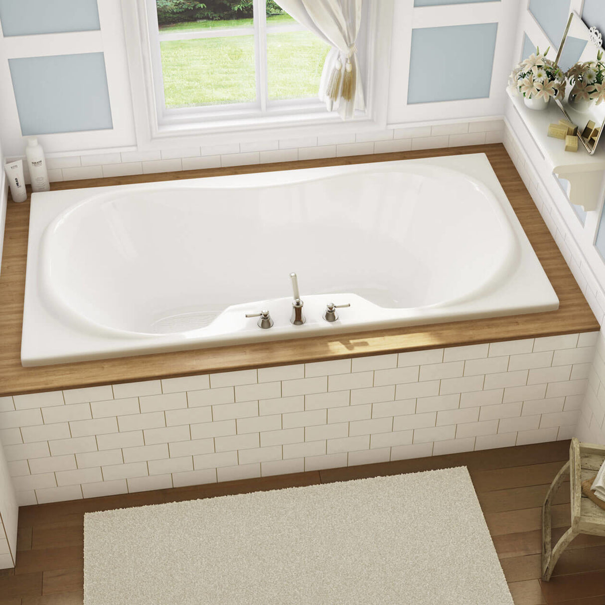 Cambridge 72 x 36 Acrylic Drop-in Center Drain Bathtub in White