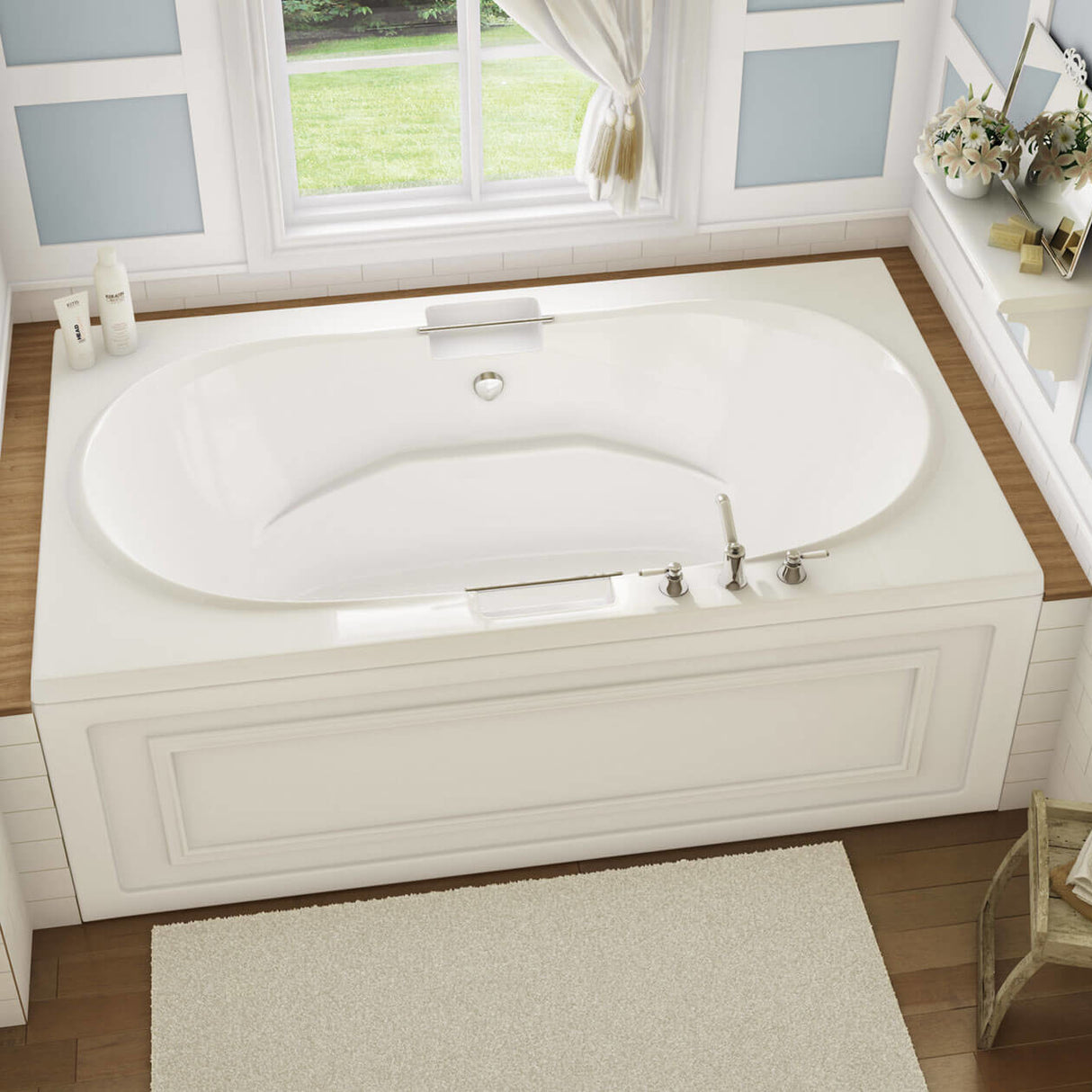 Antigua 72 x 42 Acrylic Drop-in Center Drain Bathtub in White