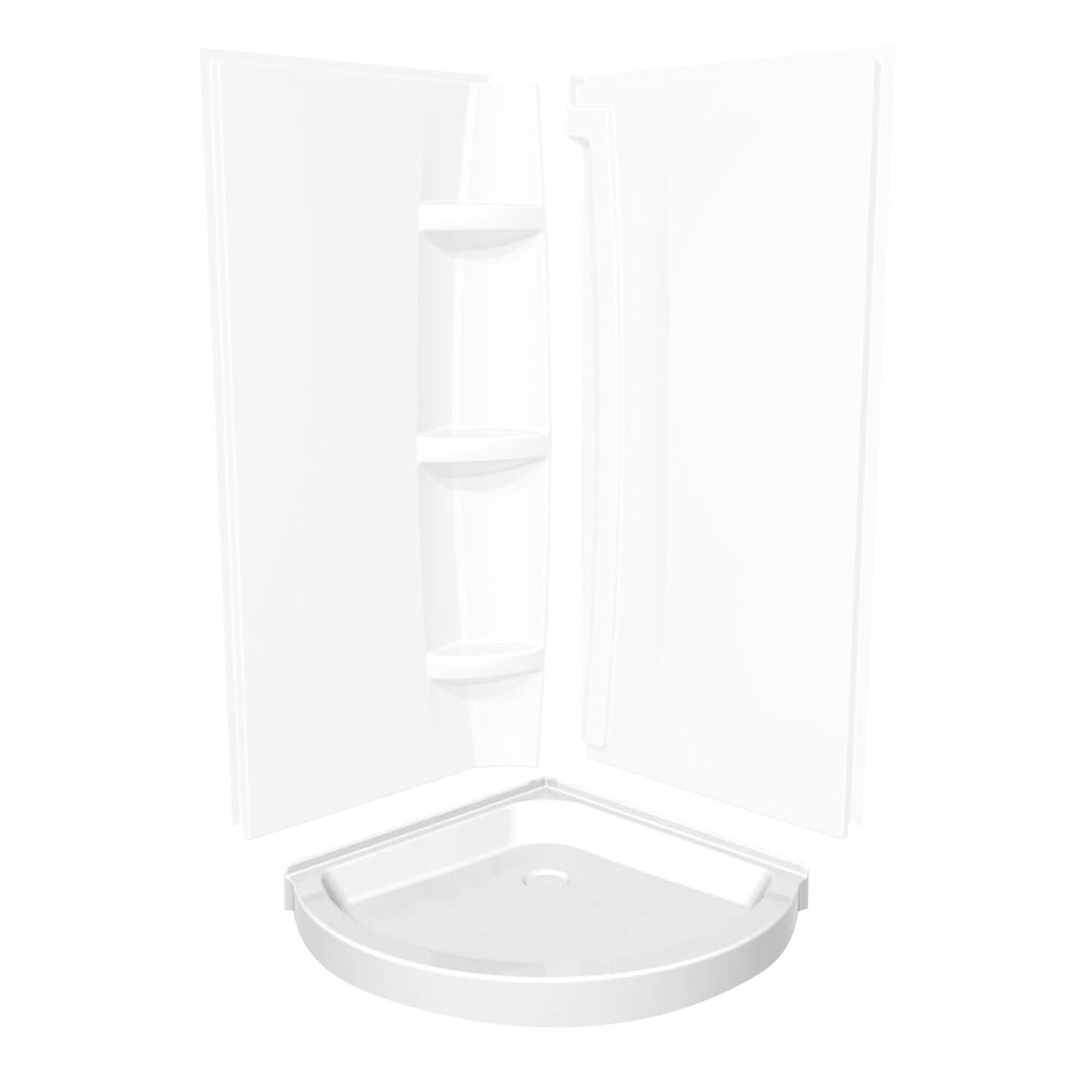 Round Base 36 3 in. 36 x 36 Acrylic Corner Left or Right Shower Base with Corner Drain in White