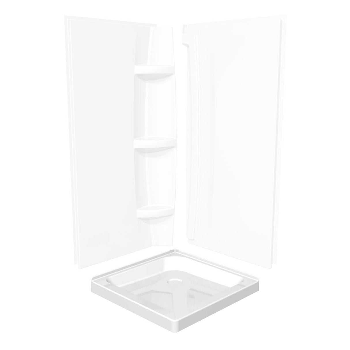 Square Base 32 3 in. 32 x 32 Acrylic Corner Left or Right Shower Base with Corner Drain in White