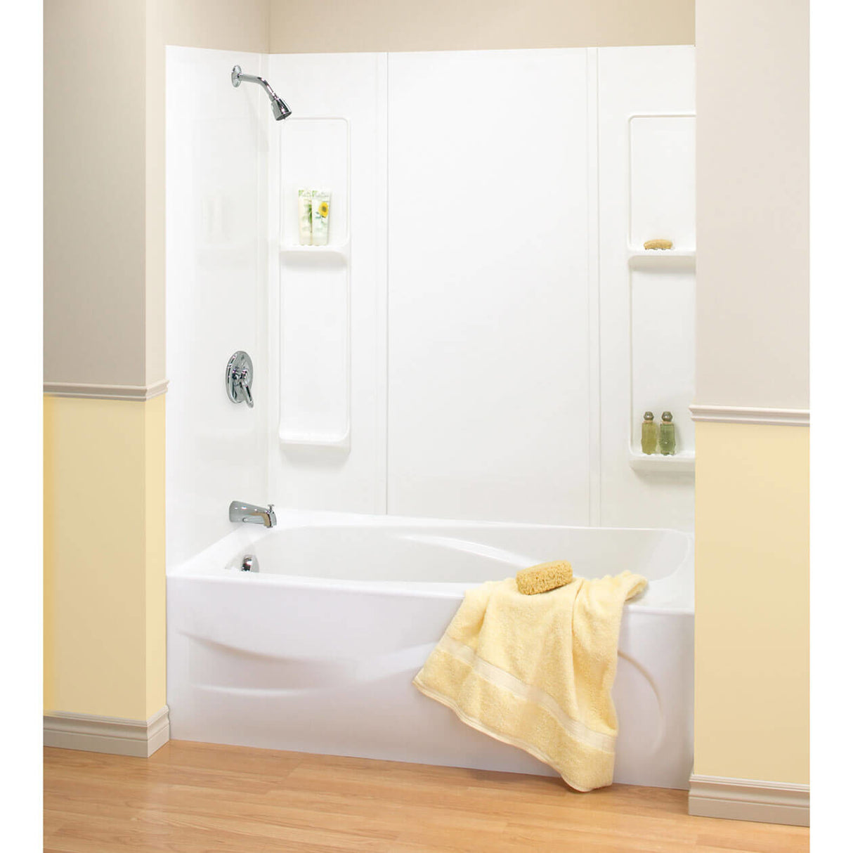 Elan 59 61 x 32 Polystyrene Glue up Five-Piece Tub Wall Surround in White