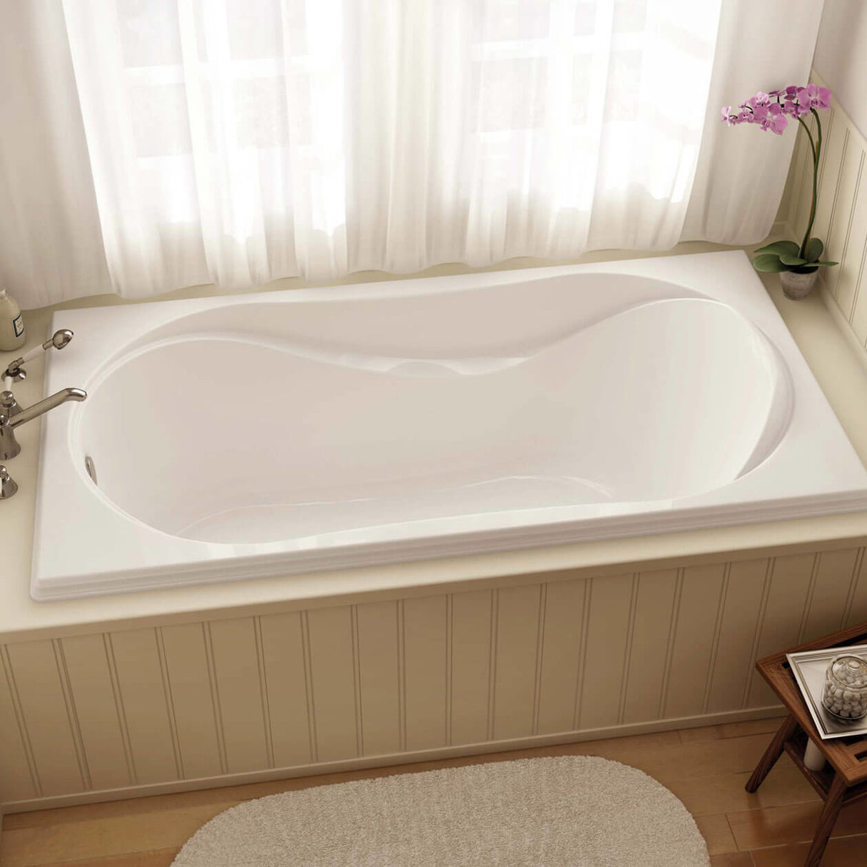 Cocoon 6636 Acrylic Drop-in End Drain Bathtub in White