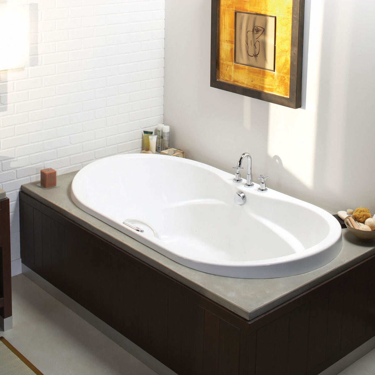 Living 7242 Acrylic Drop-in Center Drain Bathtub in White