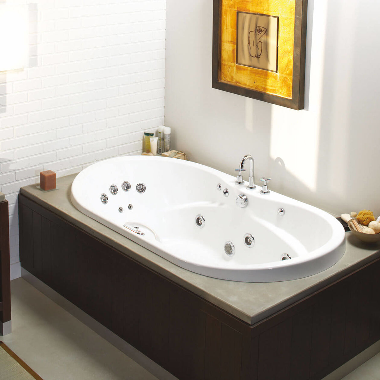 Living 6642 Acrylic Drop-in Center Drain Bathtub in White