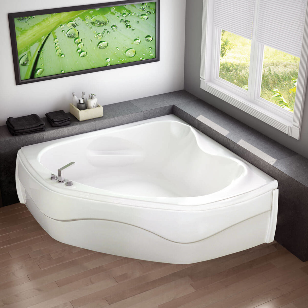 Vichy 5555 Acrylic Corner Center Drain Bathtub in White