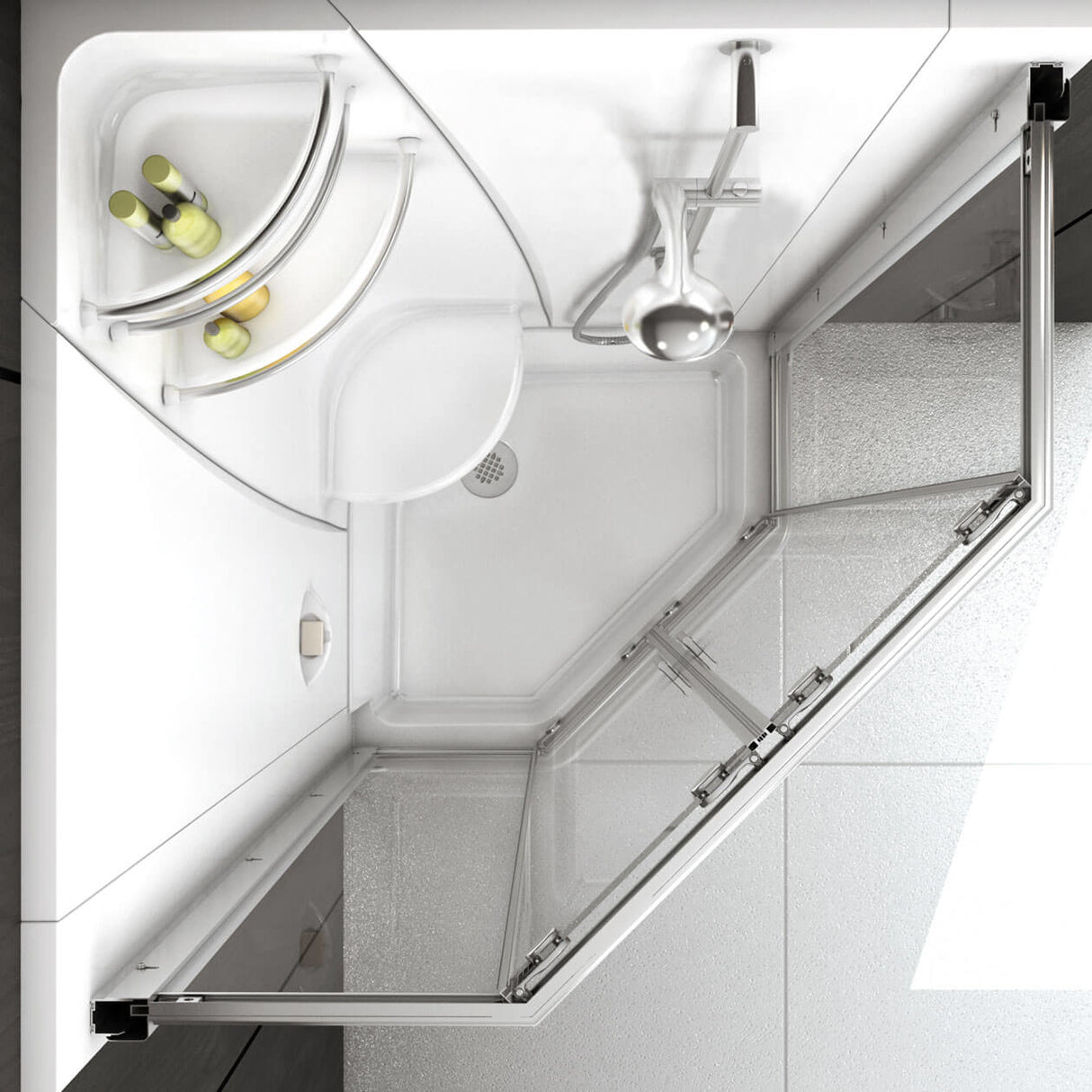 Freestyle 37 Neo-Angle 37 x 37 Acrylic Corner Center Drain Two-Piece Shower in White