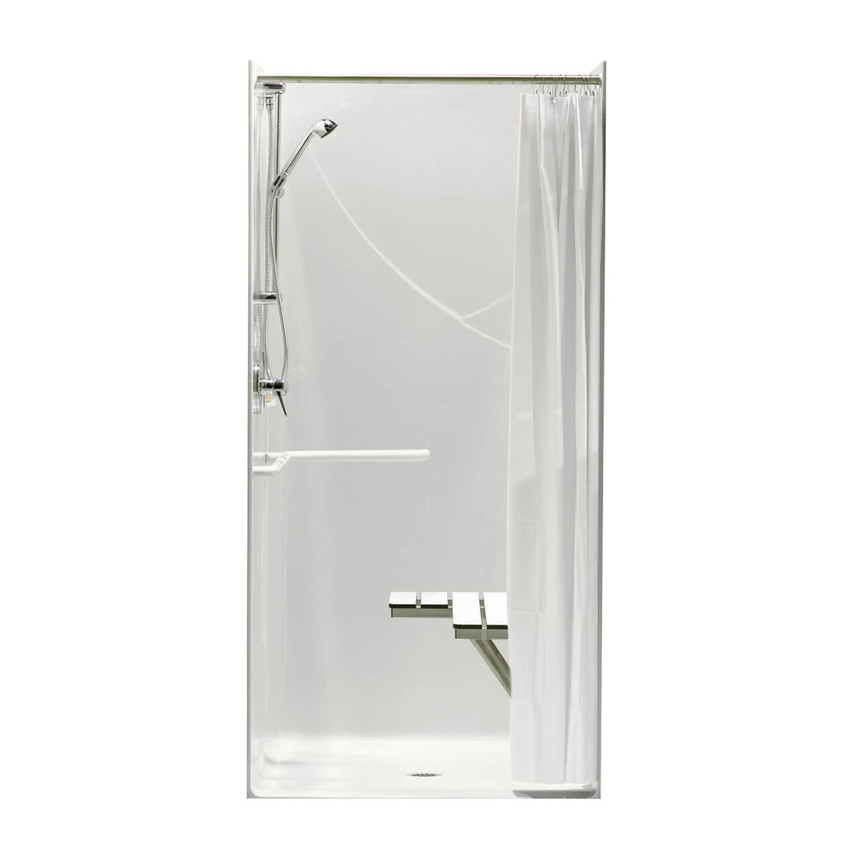 Outlook BFS-36F AcrylX Alcove Center Drain One-Piece Shower in White