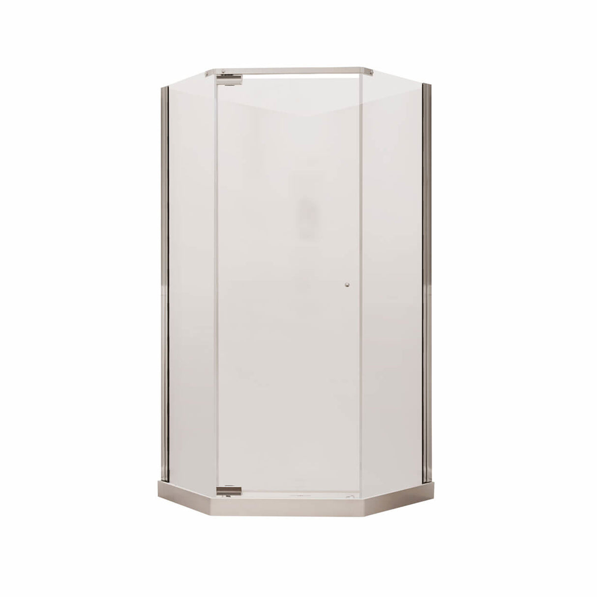 Begonia Pebble 36 x 36 Polystyrene Center Drain Shower Kit in White with Pebble glass in Chrome