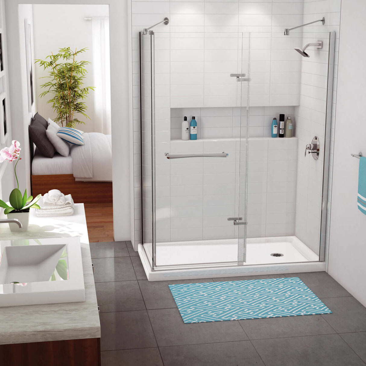 Rectangular Base 6036 3 in. Acrylic Corner Left or Right Shower Base with Left-Hand Drain in White