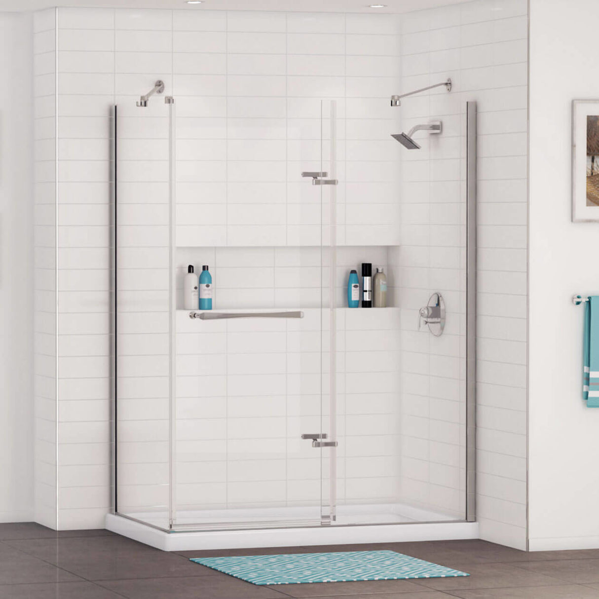 Rectangular Base 6036 3 in. Acrylic Corner Left or Right Shower Base with Left-Hand Drain in White