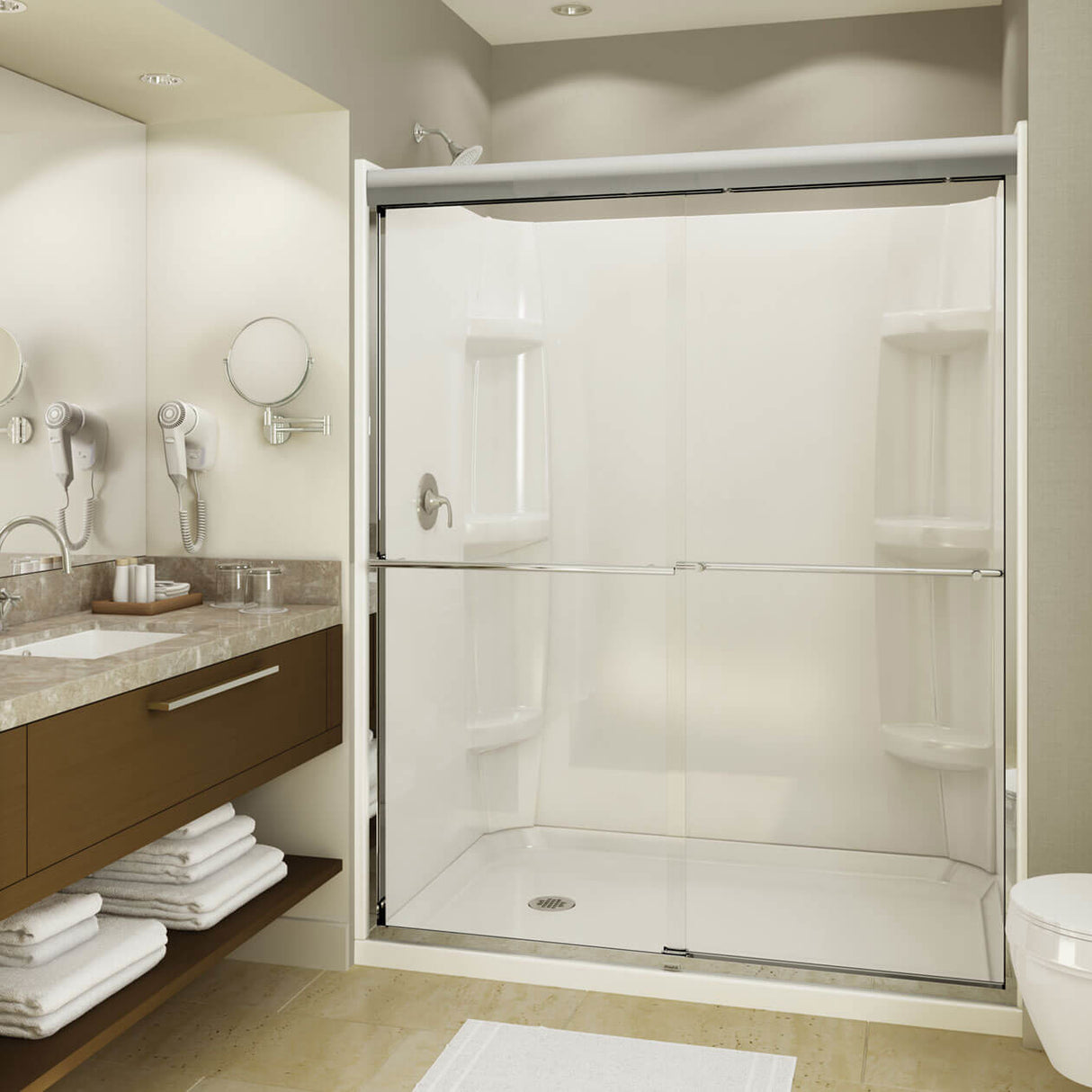 Rectangular Base 6036 3 in. Acrylic Alcove Shower Base with Left-Hand Drain in White