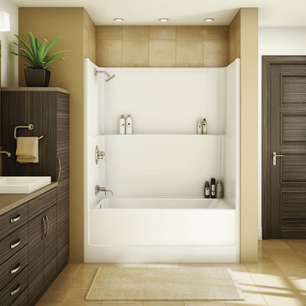 TSEA Plus 60 x 32 AcrylX Alcove Left-Hand Drain One-Piece Tub Shower in White