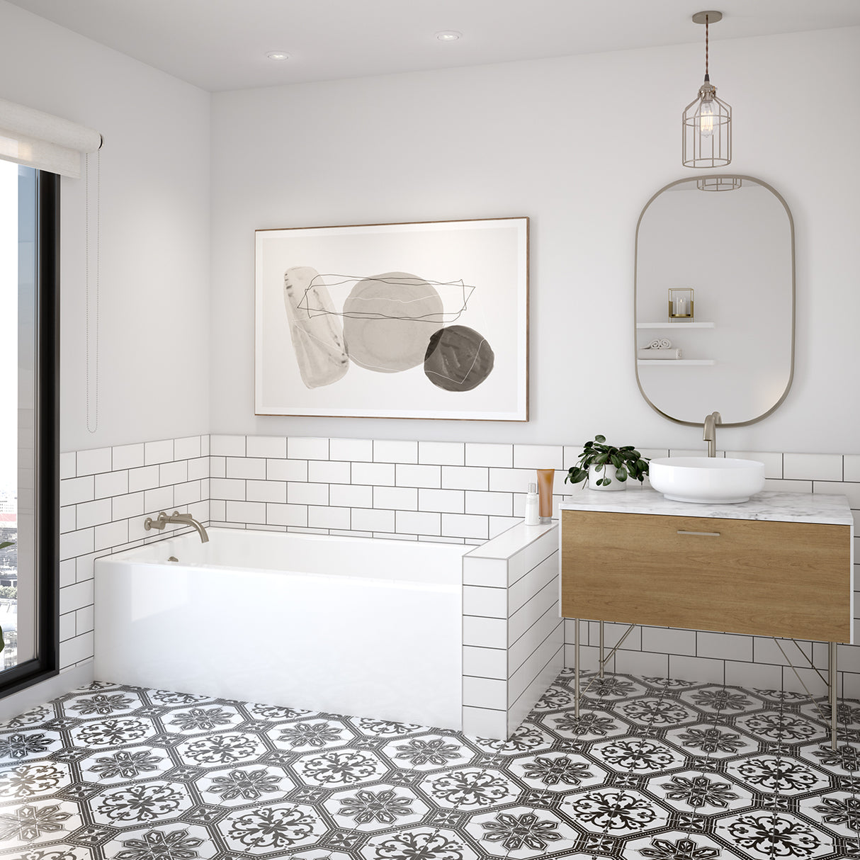 Rubix 6032 Acrylic Alcove Left-Hand Drain Bathtub in White