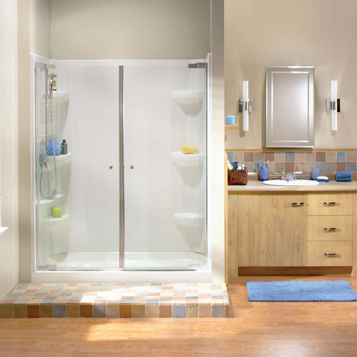 Rectangular Base 4236 3 in. Acrylic Alcove Shower Base with Center Drain in White