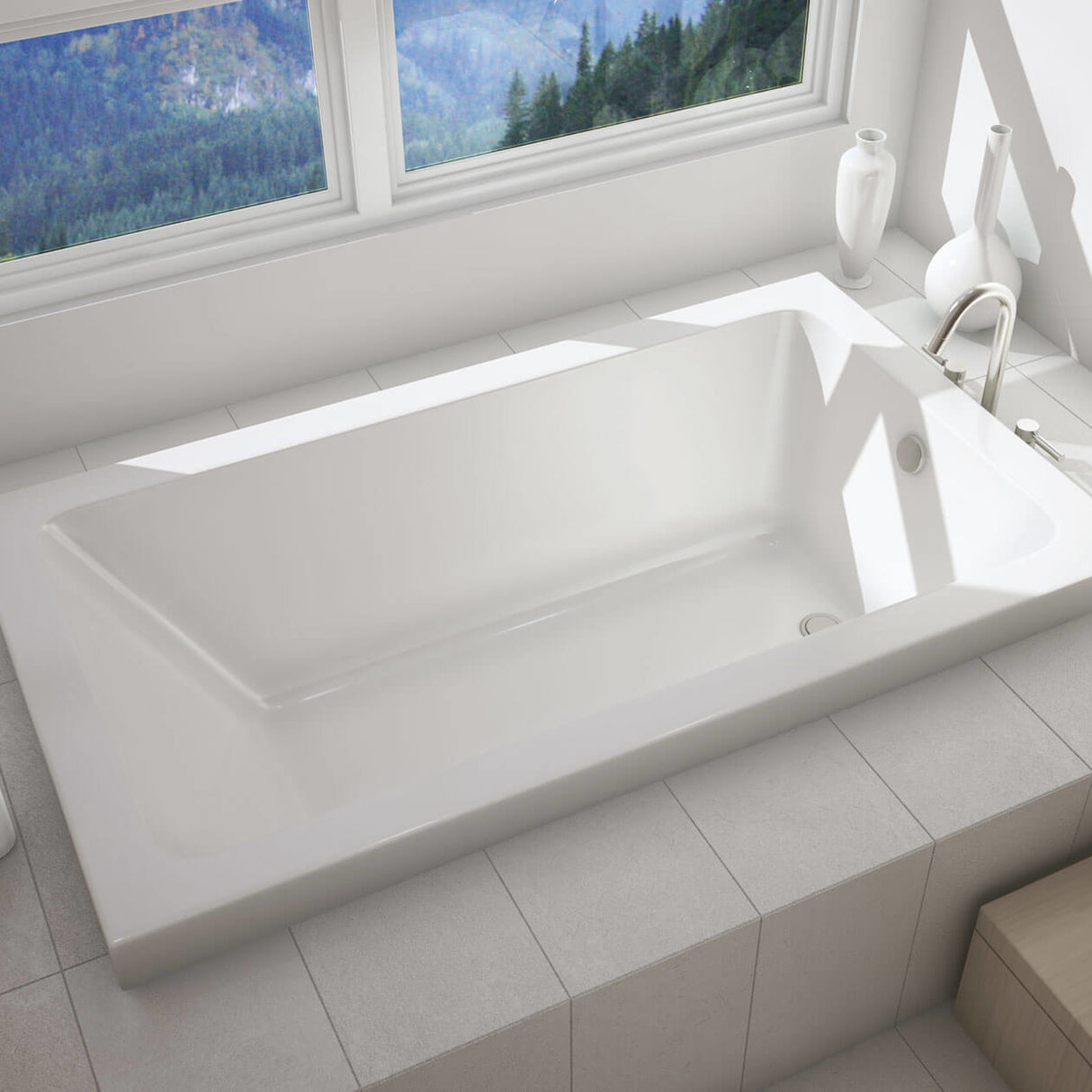 Skybox 7236 Acrylic Drop-in End Drain Bathtub in White