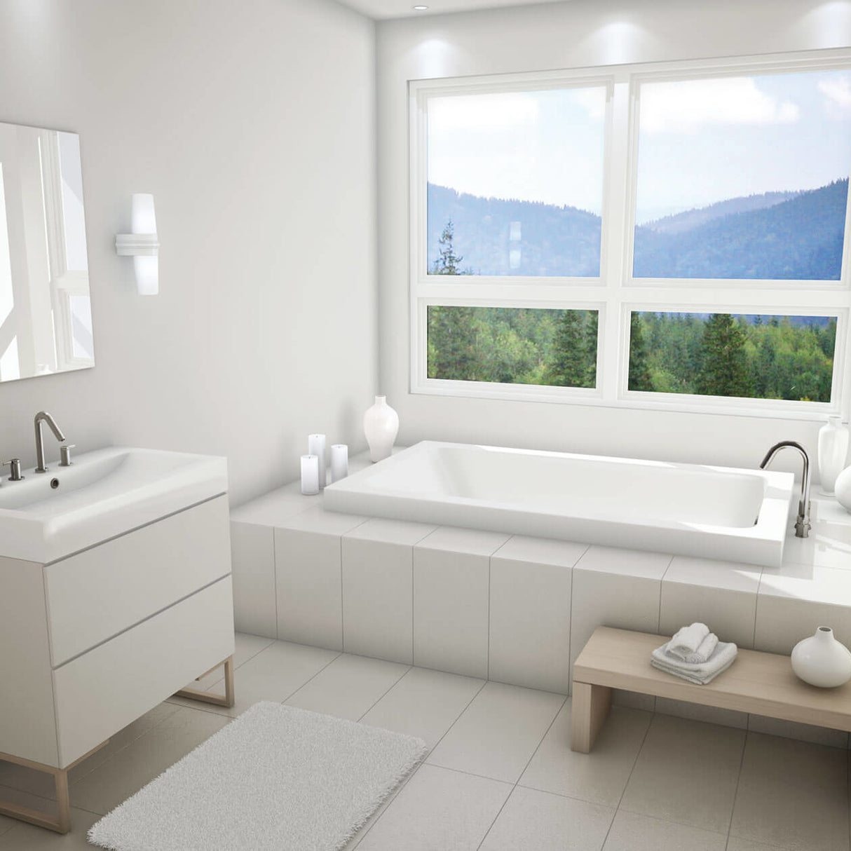 Skybox 7236 Acrylic Drop-in End Drain Bathtub in White