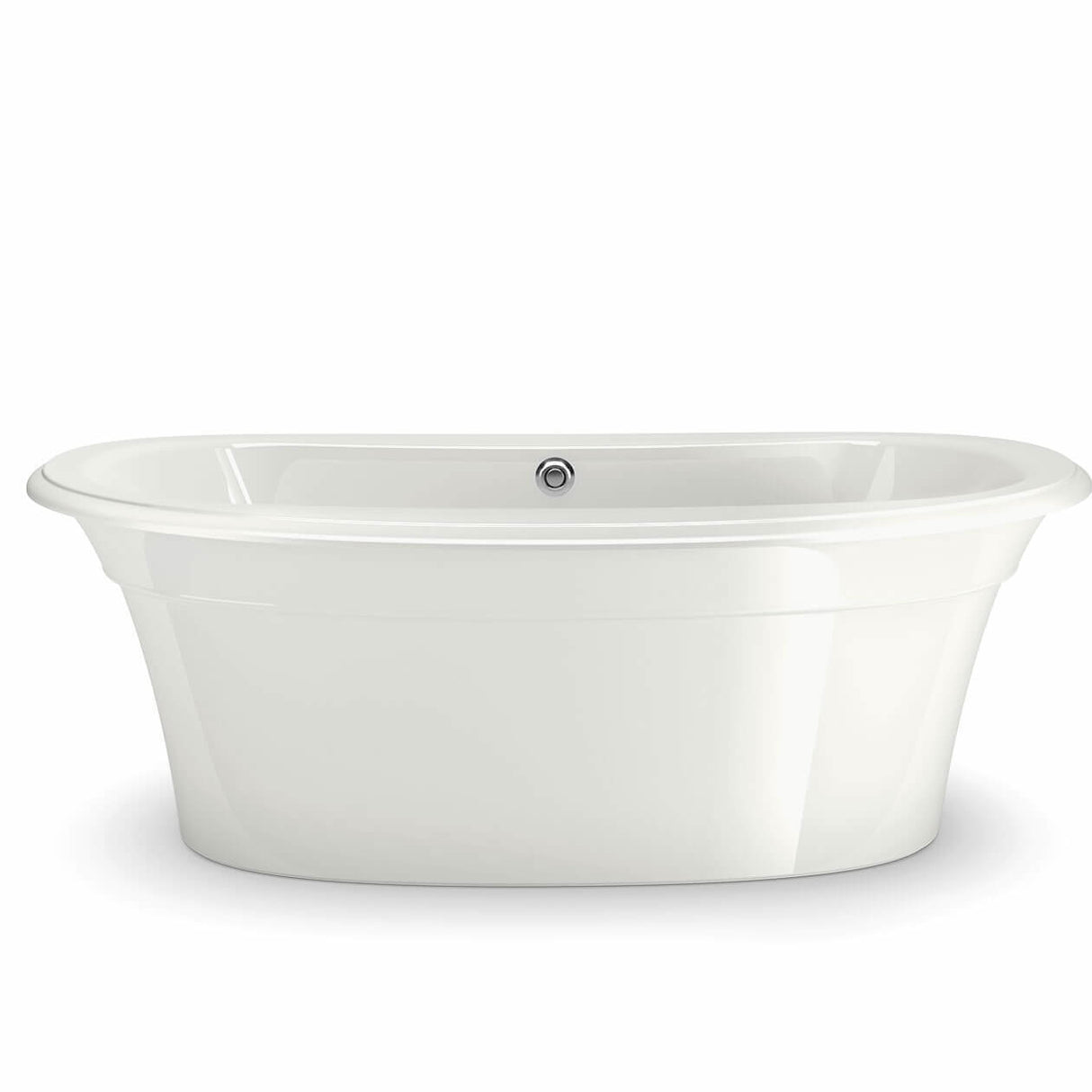 Ella Sleek 66 x 36 Acrylic Freestanding Center Drain Bathtub in White with White Skirt
