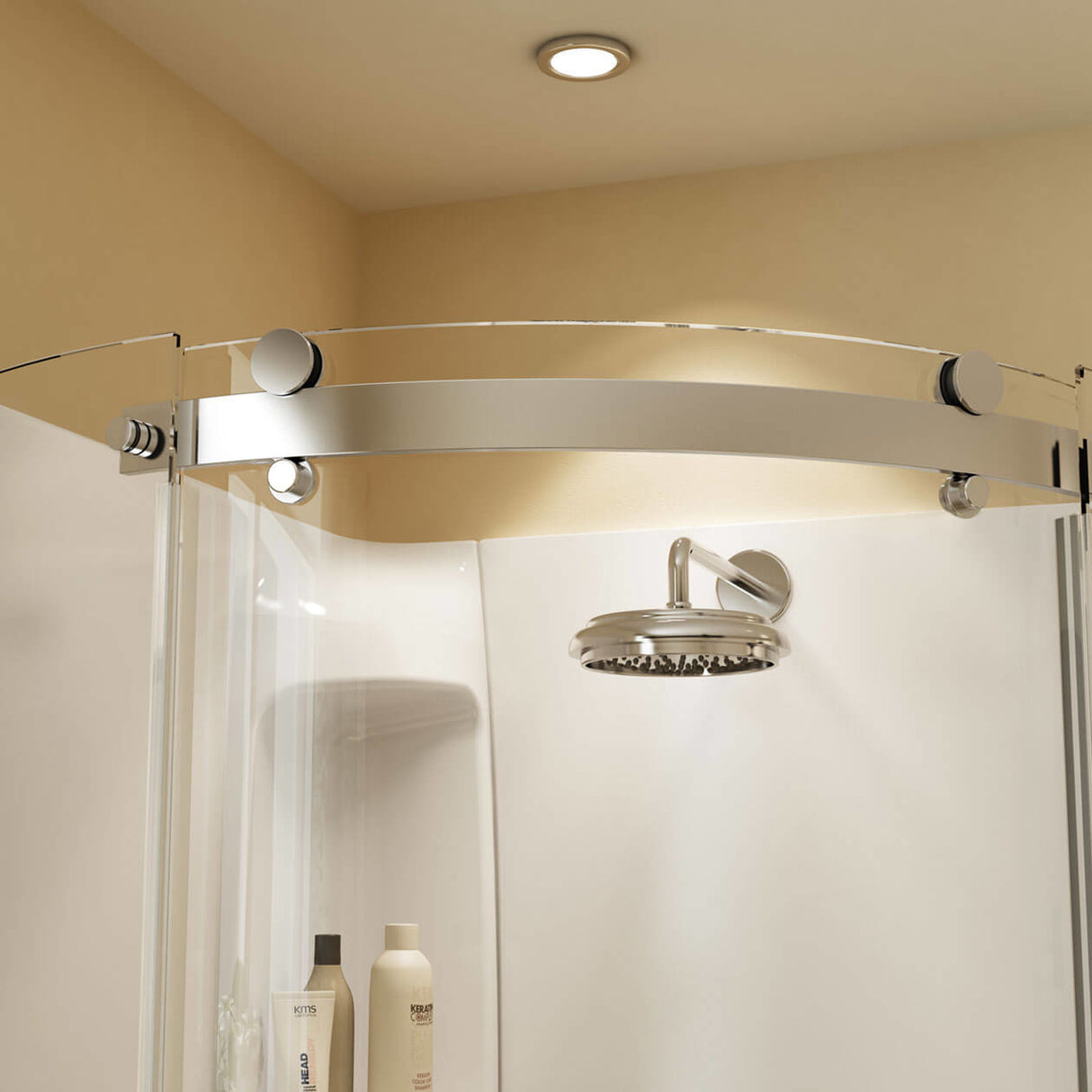 Olympia Round - Left Opening 36 x 36 Acrylic Left-Hand Drain Shower Kit in White with Clear glass in Chrome