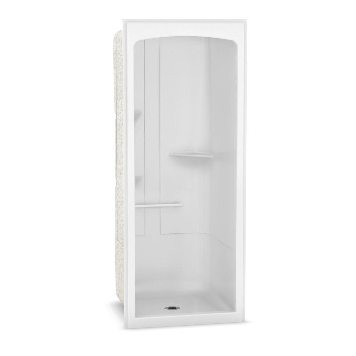 Camelia SHR-3636 Acrylic Alcove Center Drain One-Piece Shower in White