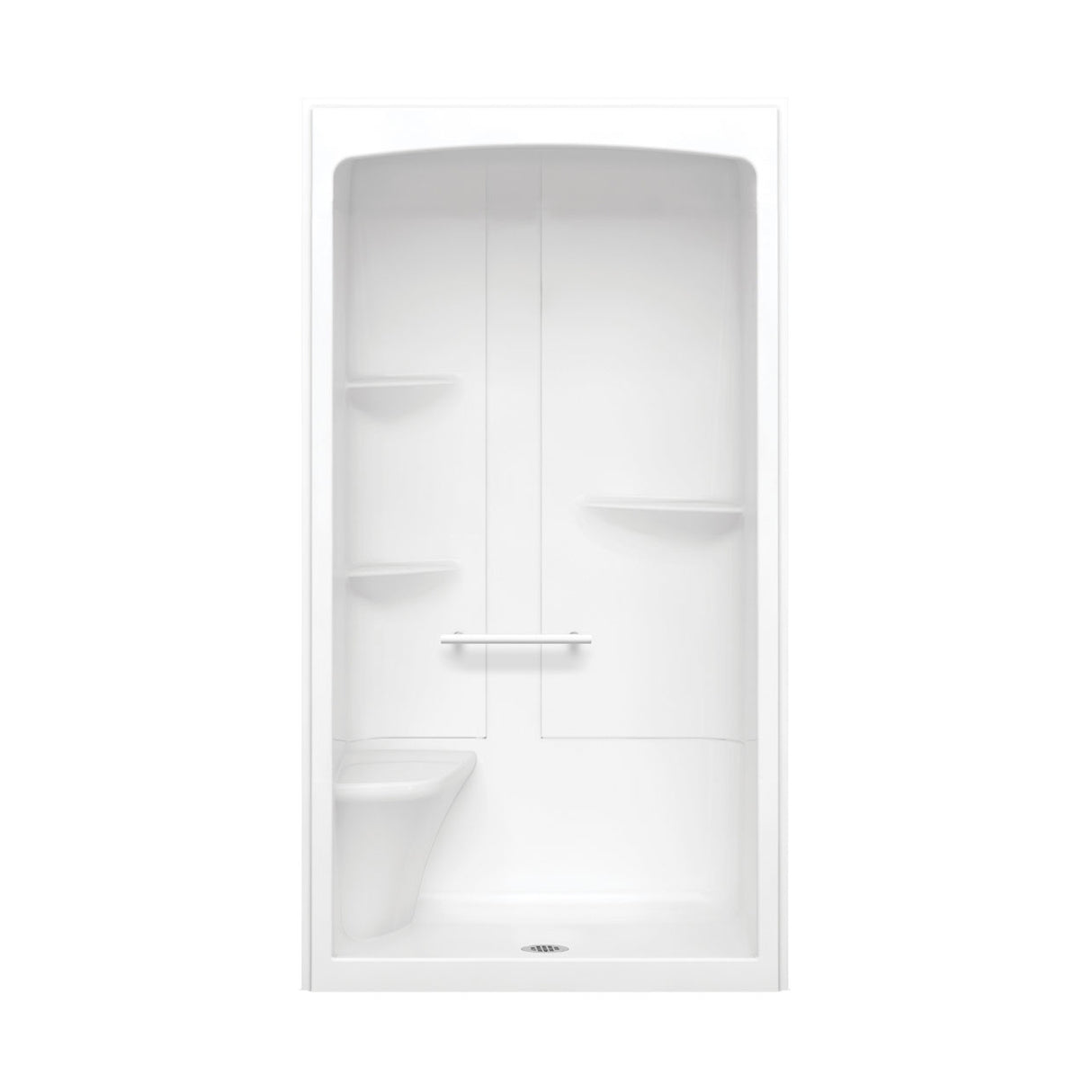 Camelia SHR-4834 Acrylic Alcove Center Drain One-Piece Shower in White