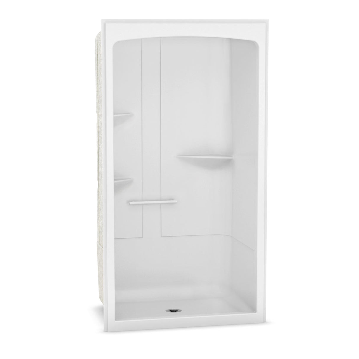 Camelia SHR-4834 Acrylic Alcove Center Drain One-Piece Shower in White
