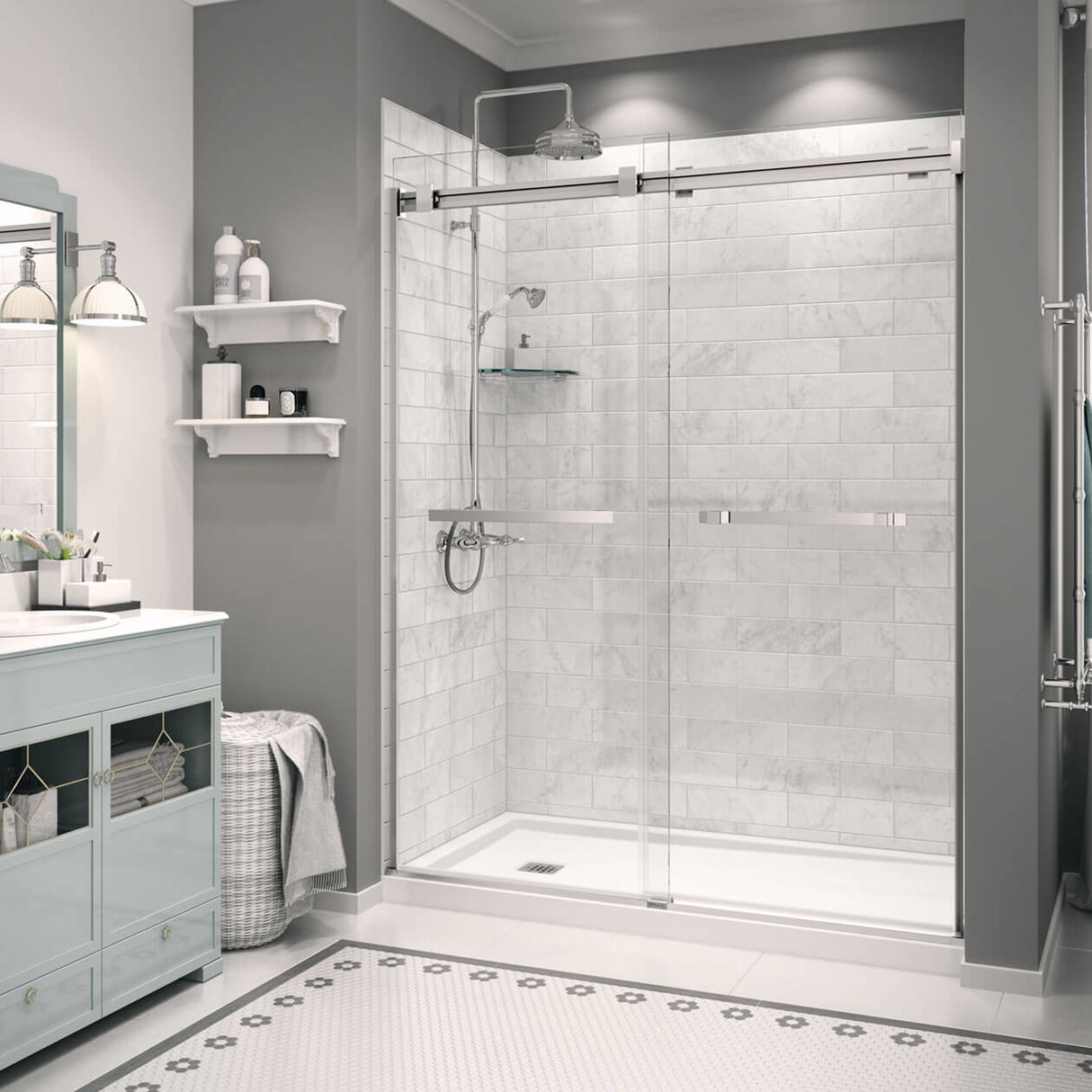 Zone Square 60 x 32 Acrylic Alcove or Corner Shower Base in White with Left-Hand Drain