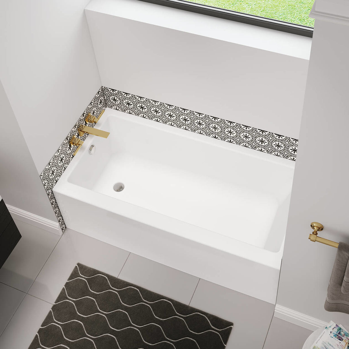 Bosca 6030 IFS Acrylic Alcove Left-Hand Drain Bathtub in White