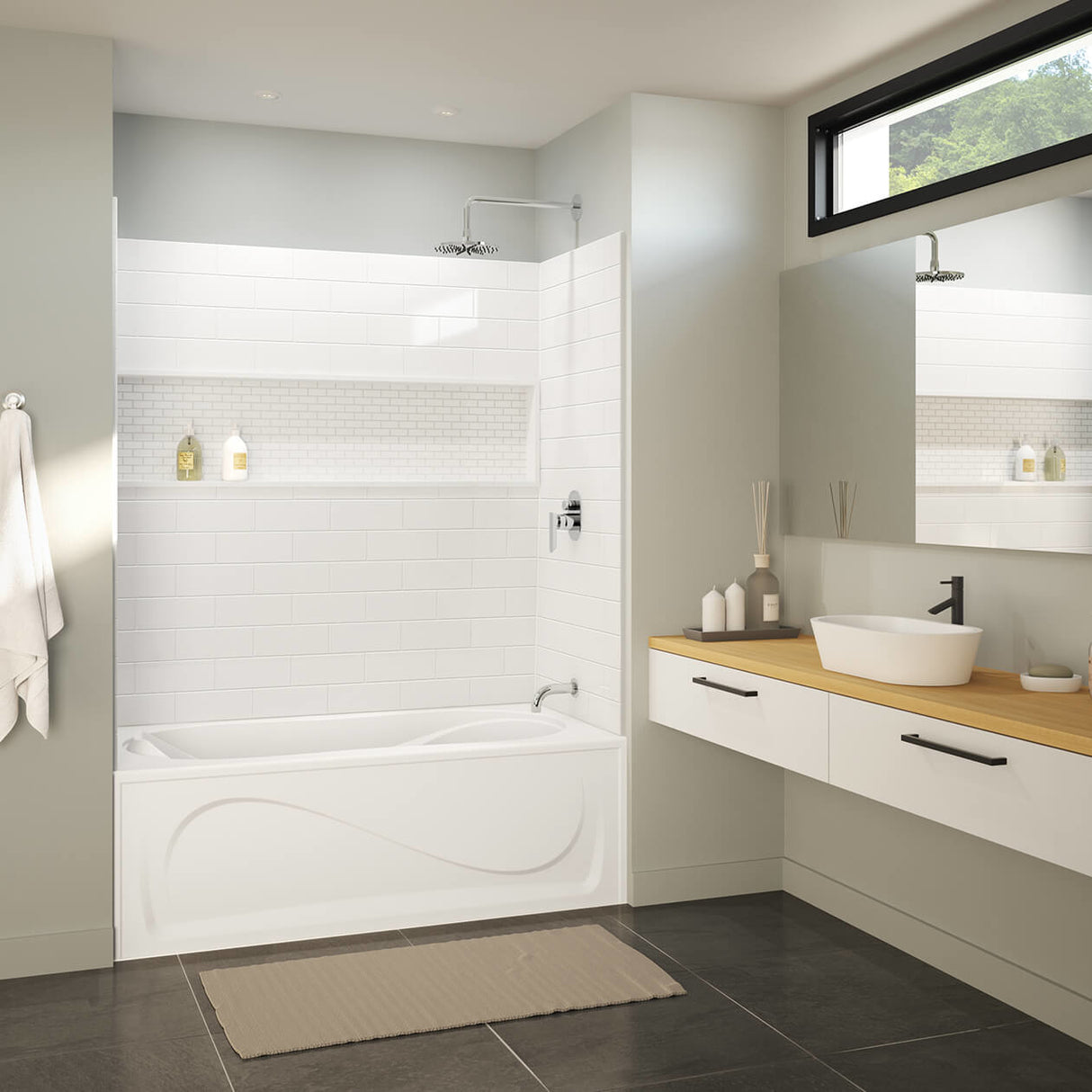 NexTile 6030 Direct-to-Stud Four-Piece Alcove Tub Wall Kit in White