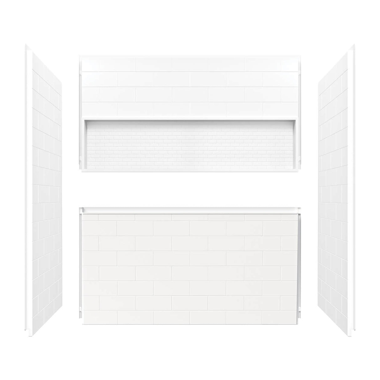 NexTile 6030 Direct-to-Stud Four-Piece Alcove Tub Wall Kit in White