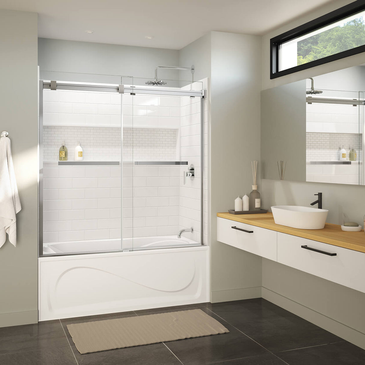 NexTile 6030 Direct-to-Stud Four-Piece Alcove Tub Wall Kit in White