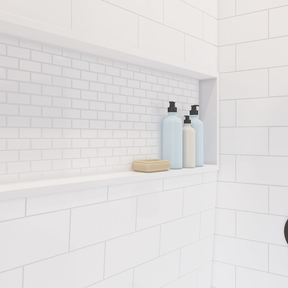 NexTile 6030 Direct-to-Stud Four-Piece Alcove Tub Wall Kit in White