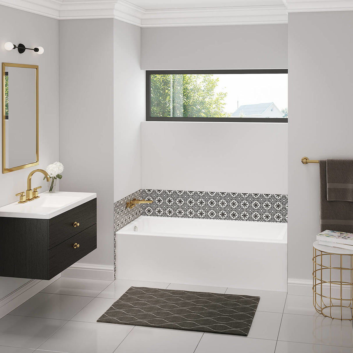 Bosca Access 6030 AFR Acrylic Alcove Left-Hand Drain Bathtub in White