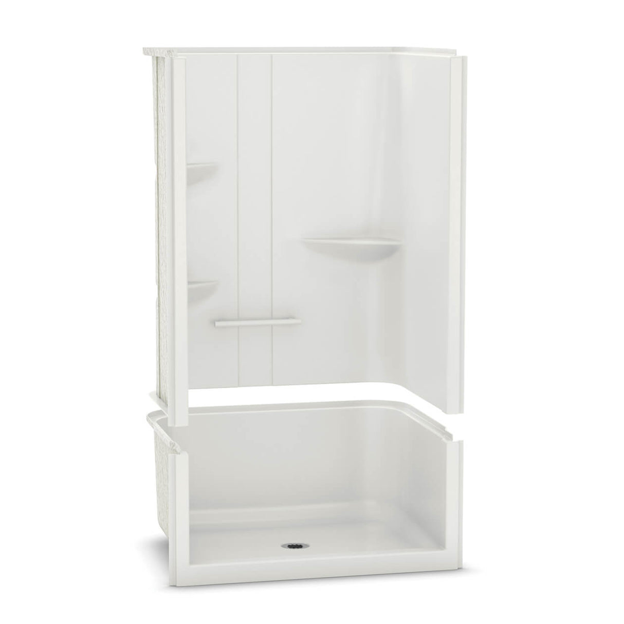 ALLIA SH-4834 Acrylic Alcove Center Drain Two-Piece Shower in White