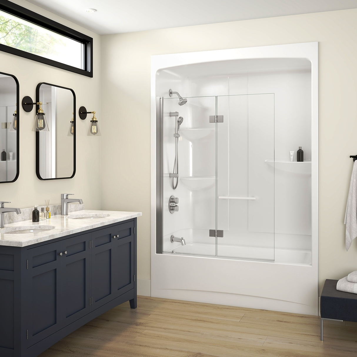 Allia Access TSR-6032 Acrylic Alcove Left-Hand Drain One-Piece Tub Shower in White