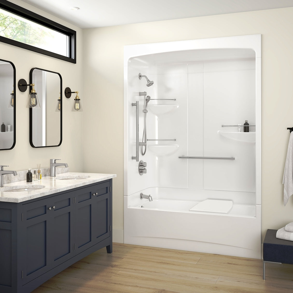 Allia Access TSR-6032 Acrylic Alcove Left-Hand Drain Three-Piece Tub Shower in White