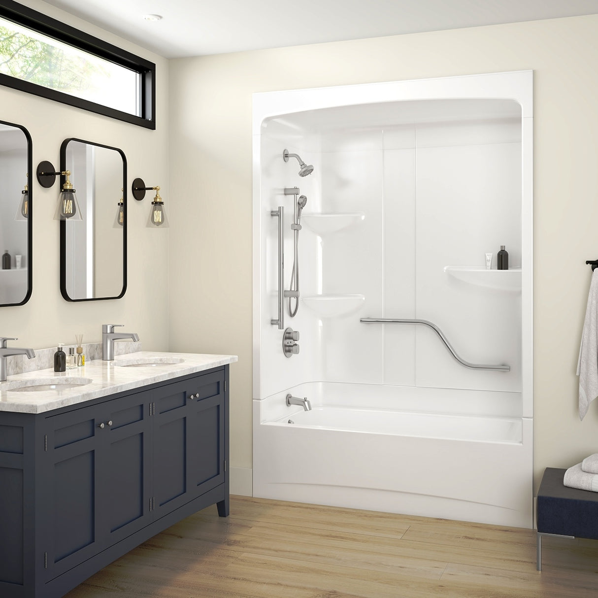 Allia Access TSR-6032 Acrylic Alcove Left-Hand Drain Three-Piece Tub Shower in White