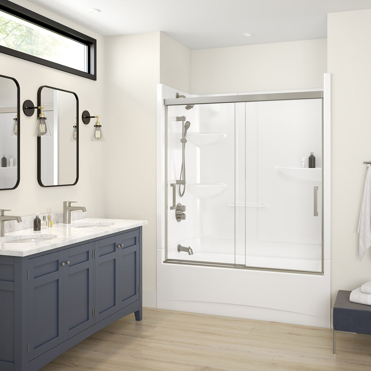 Allia Access TS-6032 Acrylic Alcove Left-Hand Drain Two-Piece Tub Shower in White